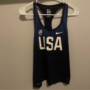 Nike Navy Blue USA Olympic Racerback Workout Tank Top Womens M L